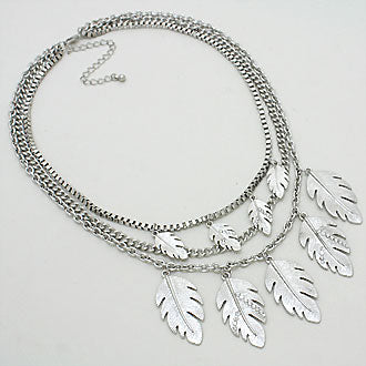 iLLASPARKZ Layered Crystal Leaf Drop Necklace