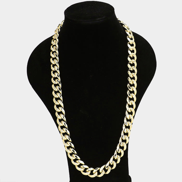 iLLASPARKZ 30 INCH, 18mm-Gold Plated Square Clasp Style Curb Chain Necklace