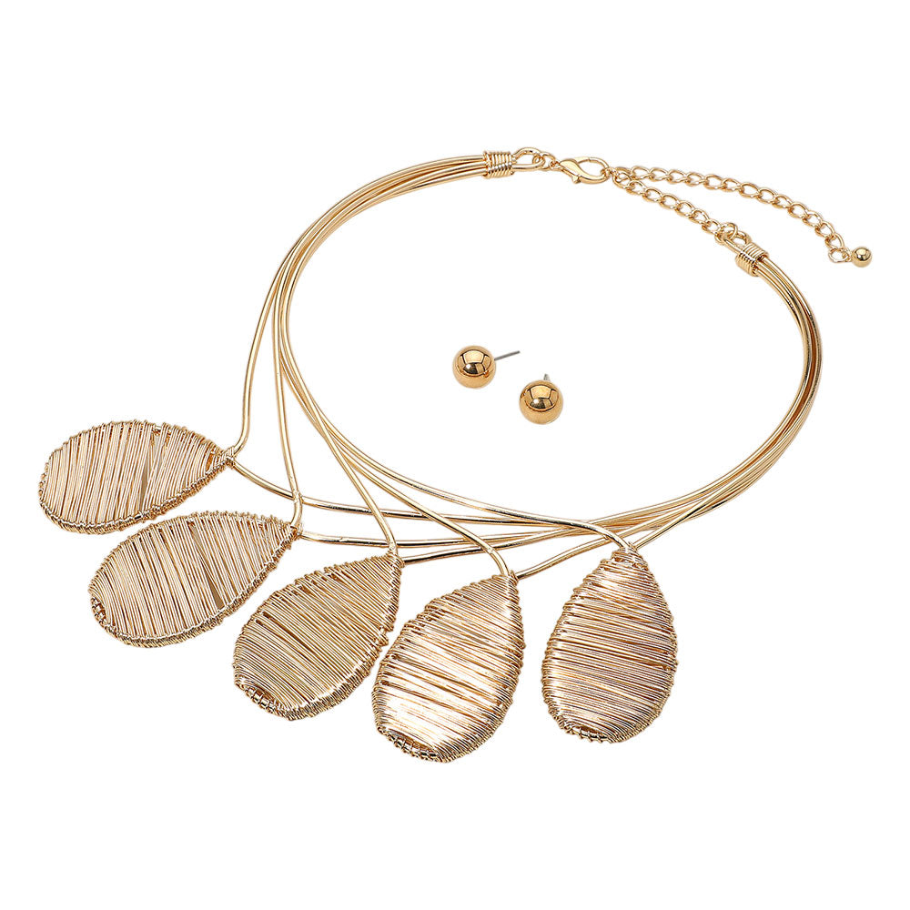 iLLASPARKZ Metal Wire Wrapped Teardrop Collar Statement Necklace