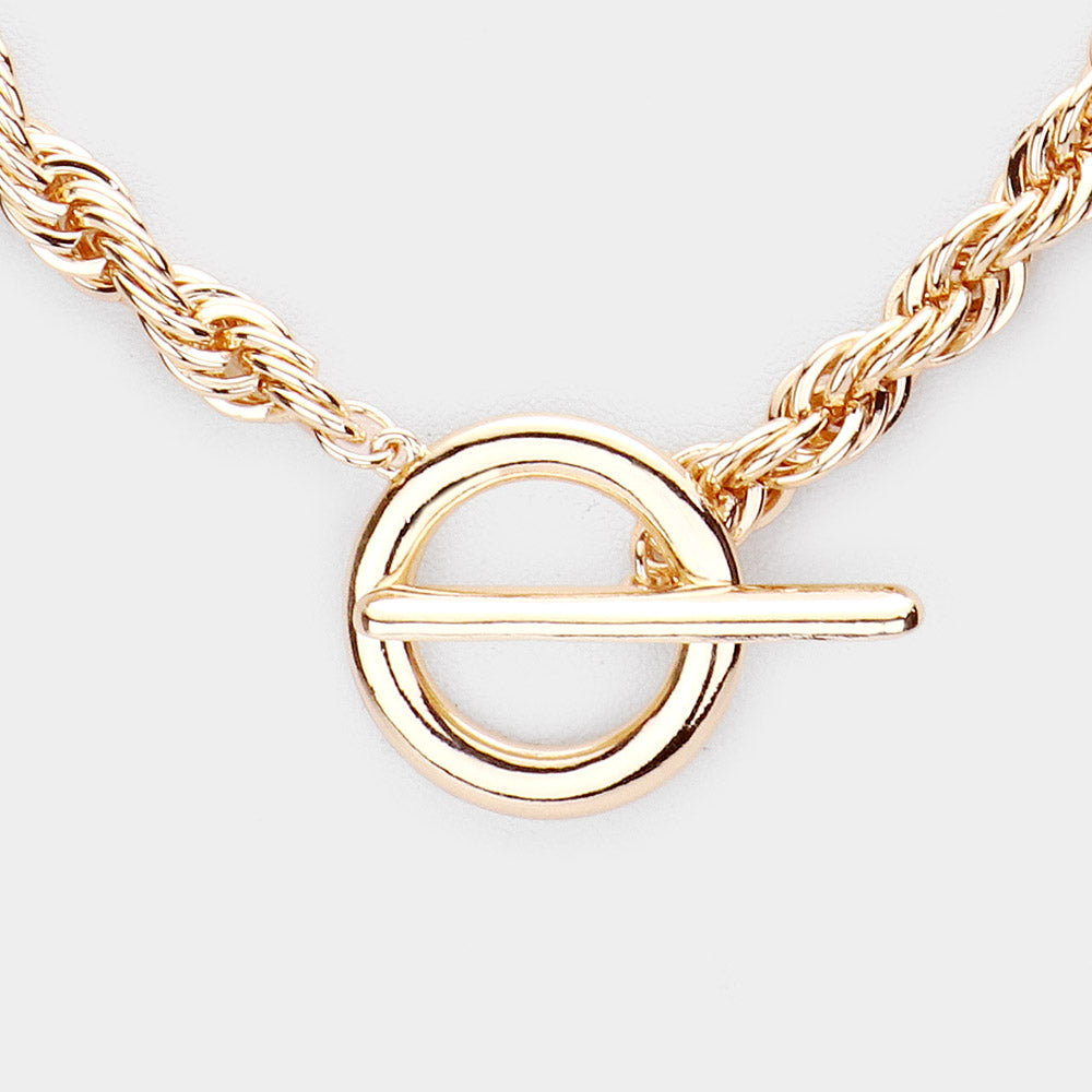 iLLASPARKZ Metal Open Circle Pendant Toggle Necklace