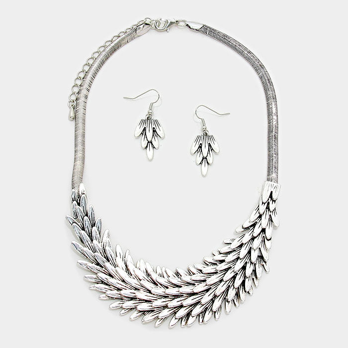 iLLASPARKZ Metal Feather Scale Snake Chain Necklace