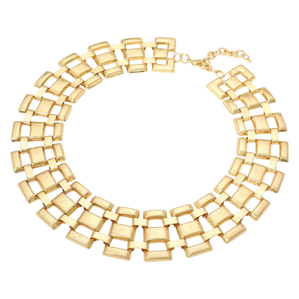 iLLASPARKZ Chunky Geometric Metal Link Collar Necklace