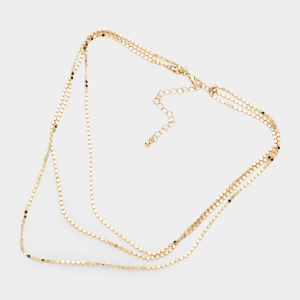 iLLASPARKZ Secret Box _ Triple Layered Metal Chain Bib Necklace