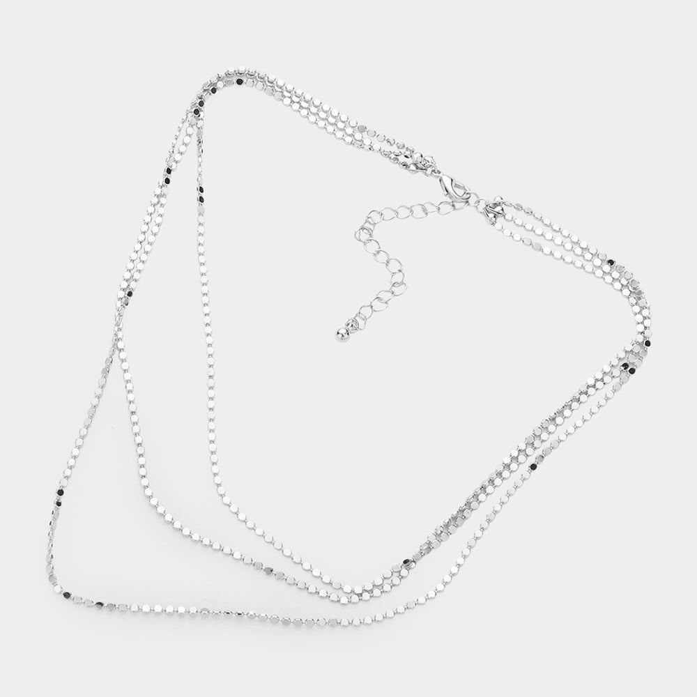 iLLASPARKZ Secret Box _ Triple Layered Metal Chain Bib Necklace
