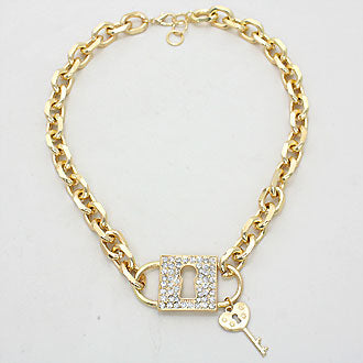 iLLASPARKZ Crystal Key & Lock Chain Necklace