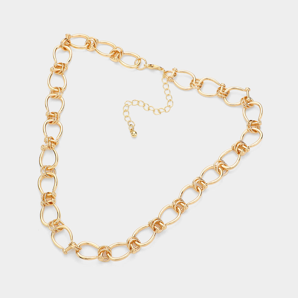 iLLASPARKZ SECRET BOX_Brass Metal Horseshoe Link Necklace