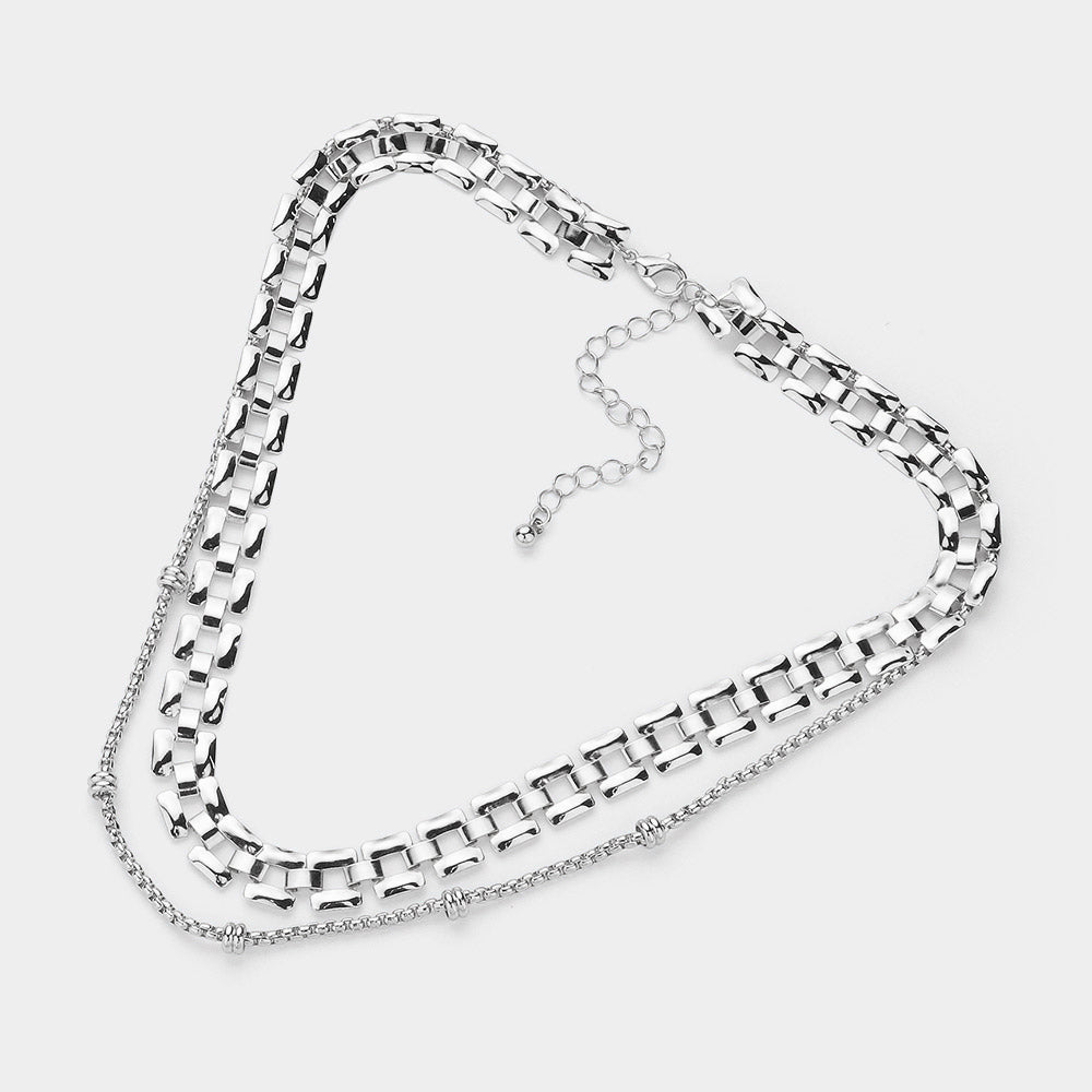 iLLASPARKZ SECRET BOX_Brass Metal Chain Layered Necklace