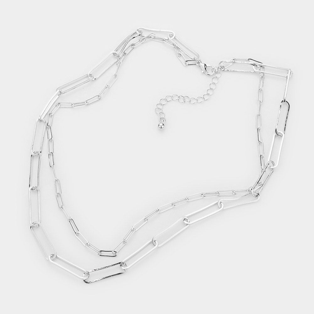 iLLASPARKZ Open Metal Oval Link Double Layered Necklace