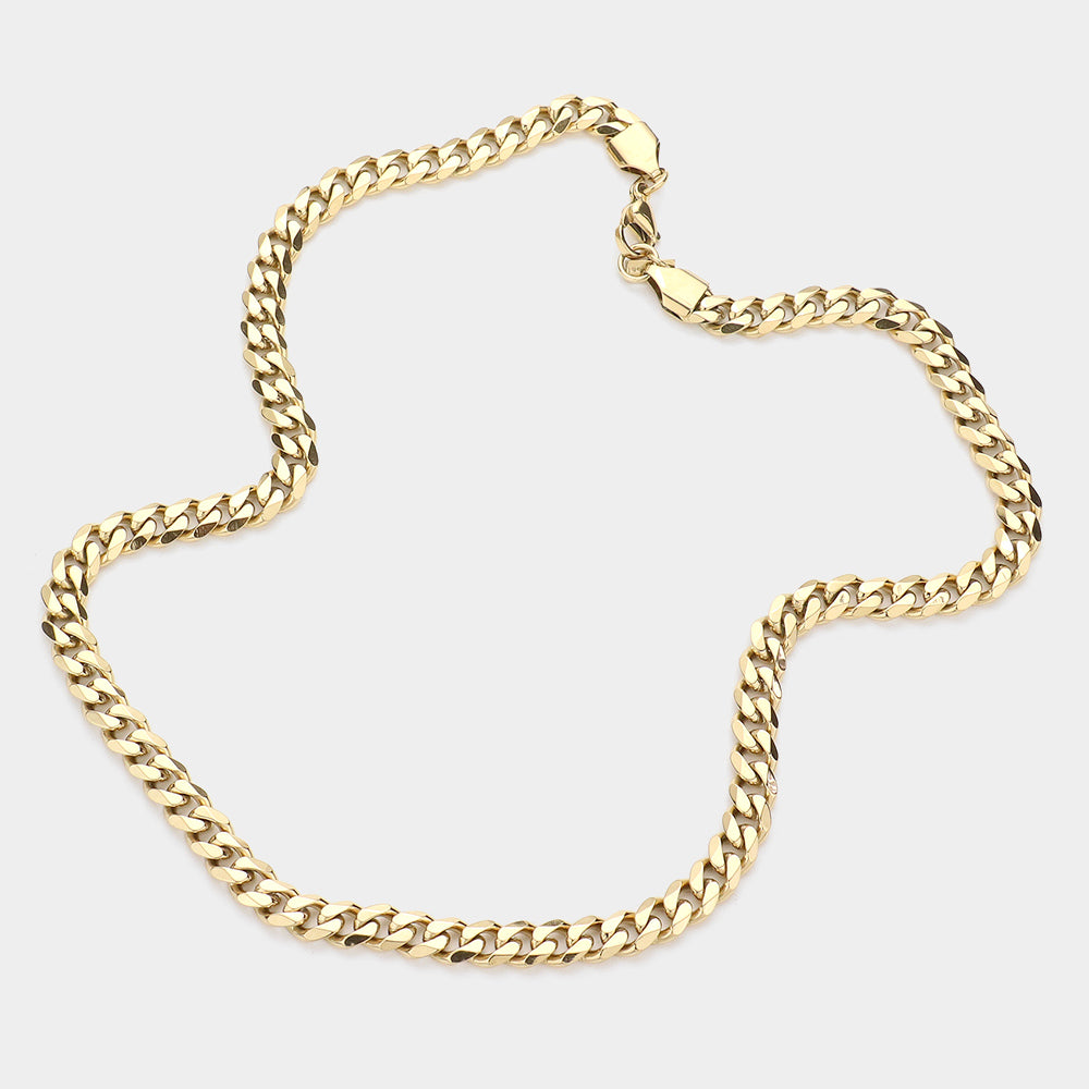 iLLASPARKZ 6 Diamond Cut Stainless Steel 16 Inch 6.2mm Cuban Metal Chain Necklace