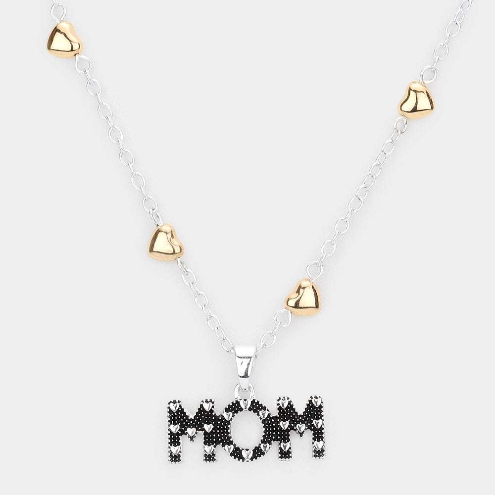 iLLASPARKZ MOM Message Pendant Metal Heart Station Necklace