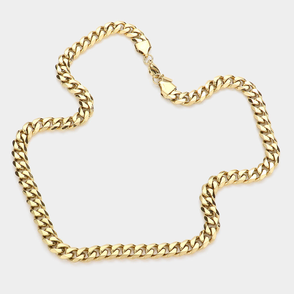 iLLASPARKZ 6 Diamond Cut Stainless Steel 18 Inch 8mm Cuban Metal Chain Necklace