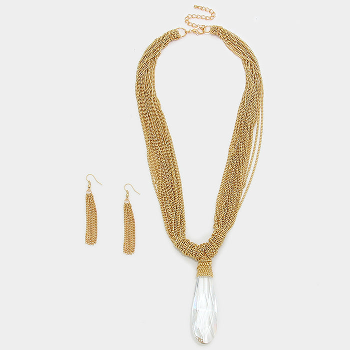 iLLASPARKZ Multi-Tiered Metal Chain Necklace with Clear Stone