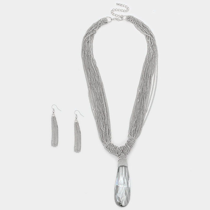 iLLASPARKZ Multi-Tiered Metal Chain Necklace with Clear Stone