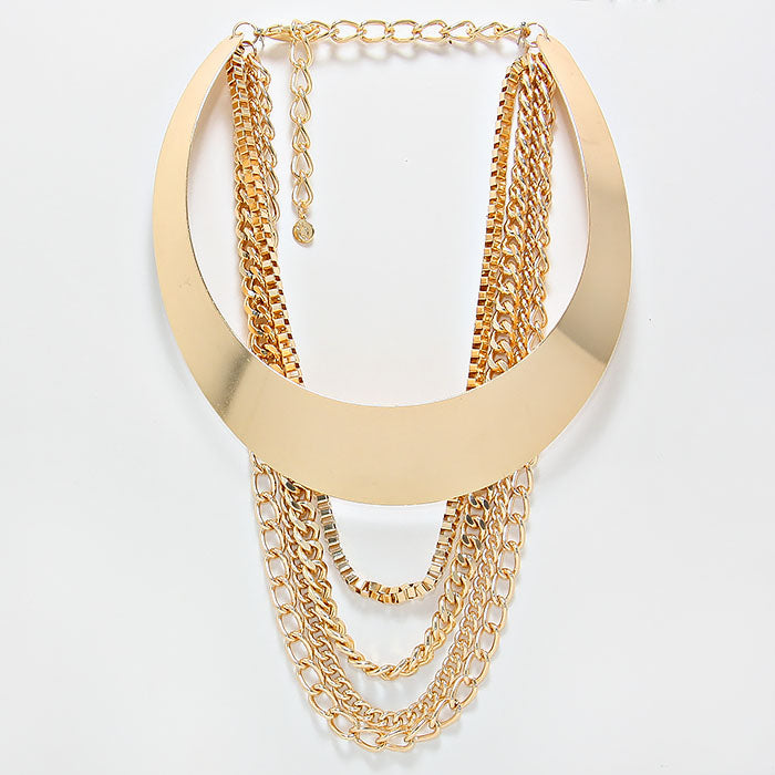 iLLASPARKZ Multi-Chain Accented Metal Choker Necklace