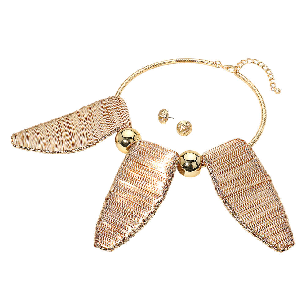 iLLASPARKZ Oversized Metal Wire Wrapped Geometric Statement Necklace