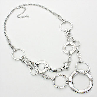 iLLASPARKZ Hammered Crystal Ring Linked Chain Necklace