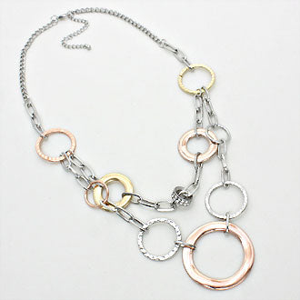 iLLASPARKZ Hammered Crystal Ring Linked Chain Necklace