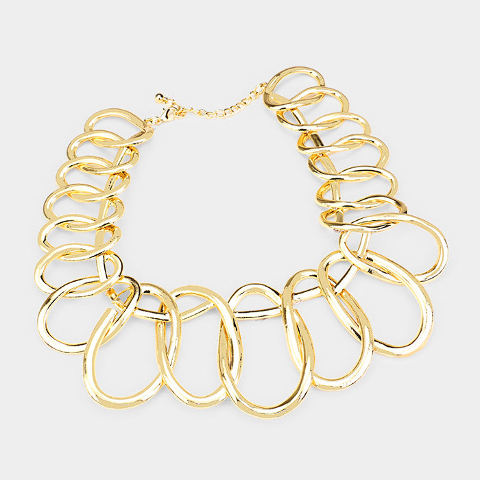 iLLASPARKZ Abstract Oval Link Collar Necklace