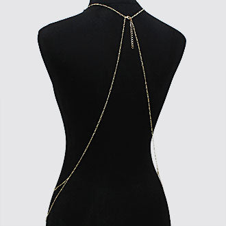 Crystal Gold Metal Drape Necklace Body Chain