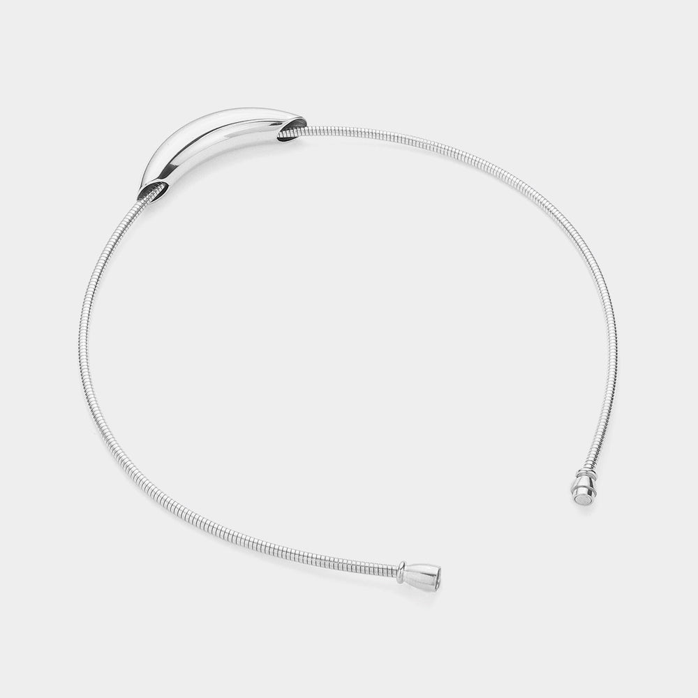 iLLASPARKZ Stainless Steel Metal Bar Pendant Snake Chain Necklace