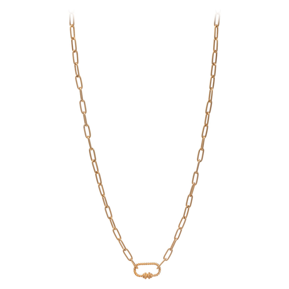 iLLASPARKZ Brushed Metal Rope Carabiner Shaped Pendant Pointed Paperclip Chain Necklace