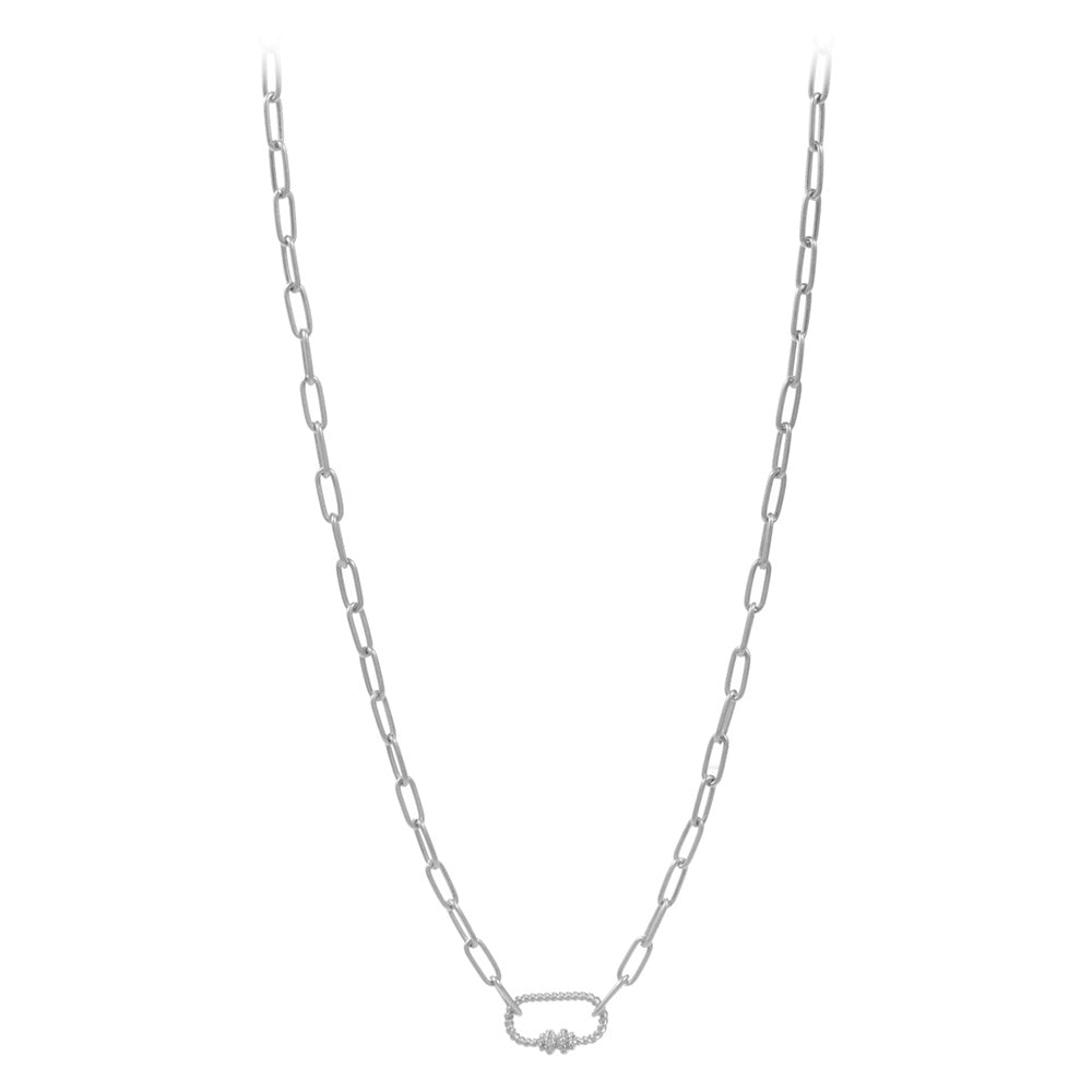 iLLASPARKZ Brushed Metal Rope Carabiner Shaped Pendant Pointed Paperclip Chain Necklace