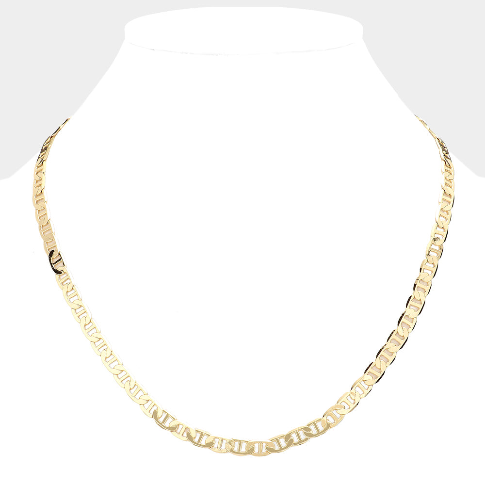 iLLASPARKZ Gold Plated 20 Inch 4mm Mariner Metal Chain Necklace