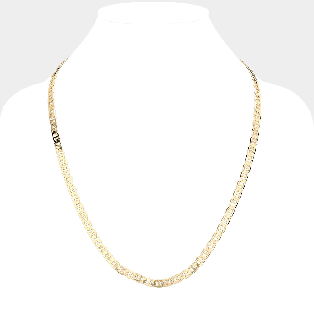 iLLASPARKZ Gold Plated 24 Inch 4mm Mariner Metal Chain Necklace
