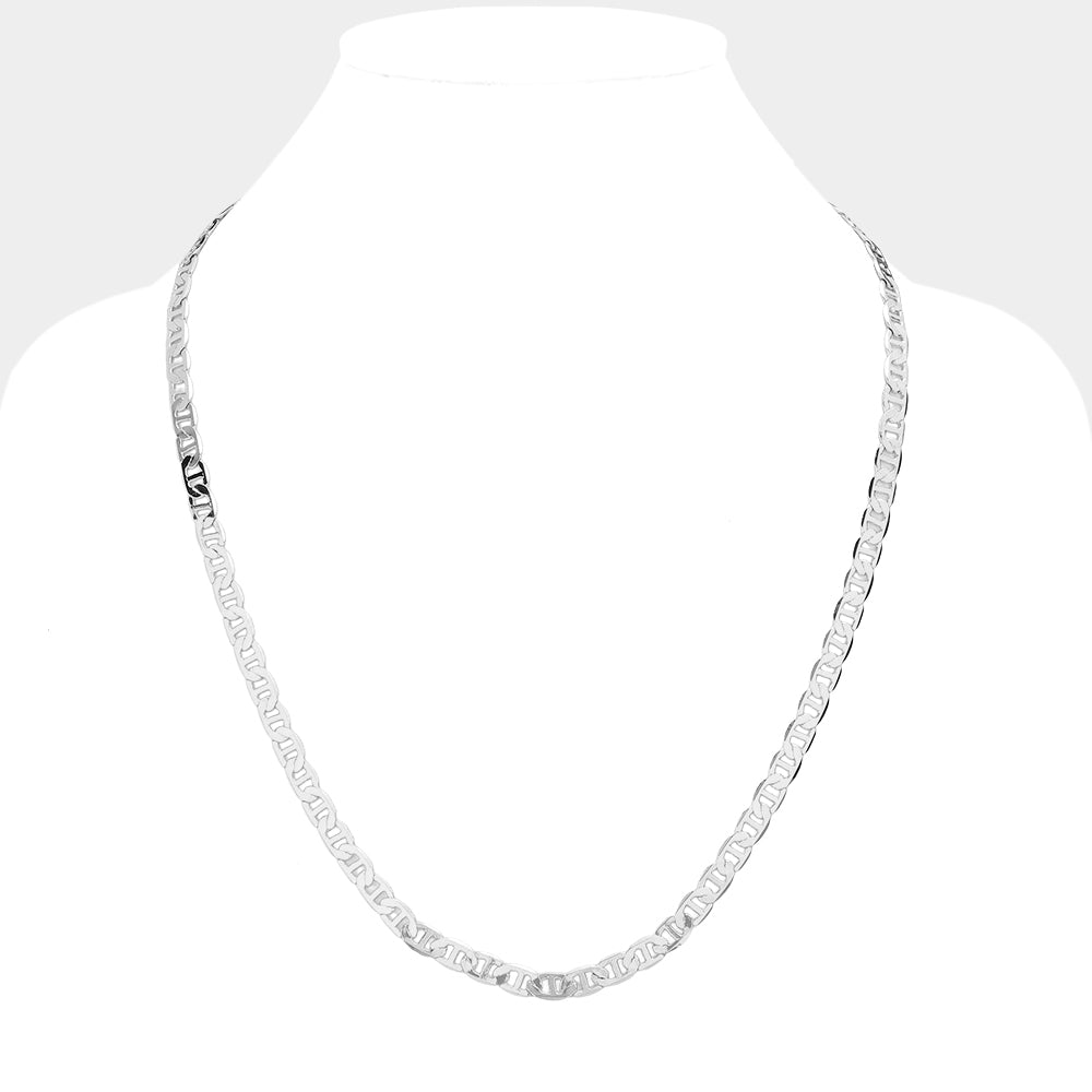 iLLASPARKZ Silver Plated 24 Inch 4mm Mariner Metal Chain Necklace