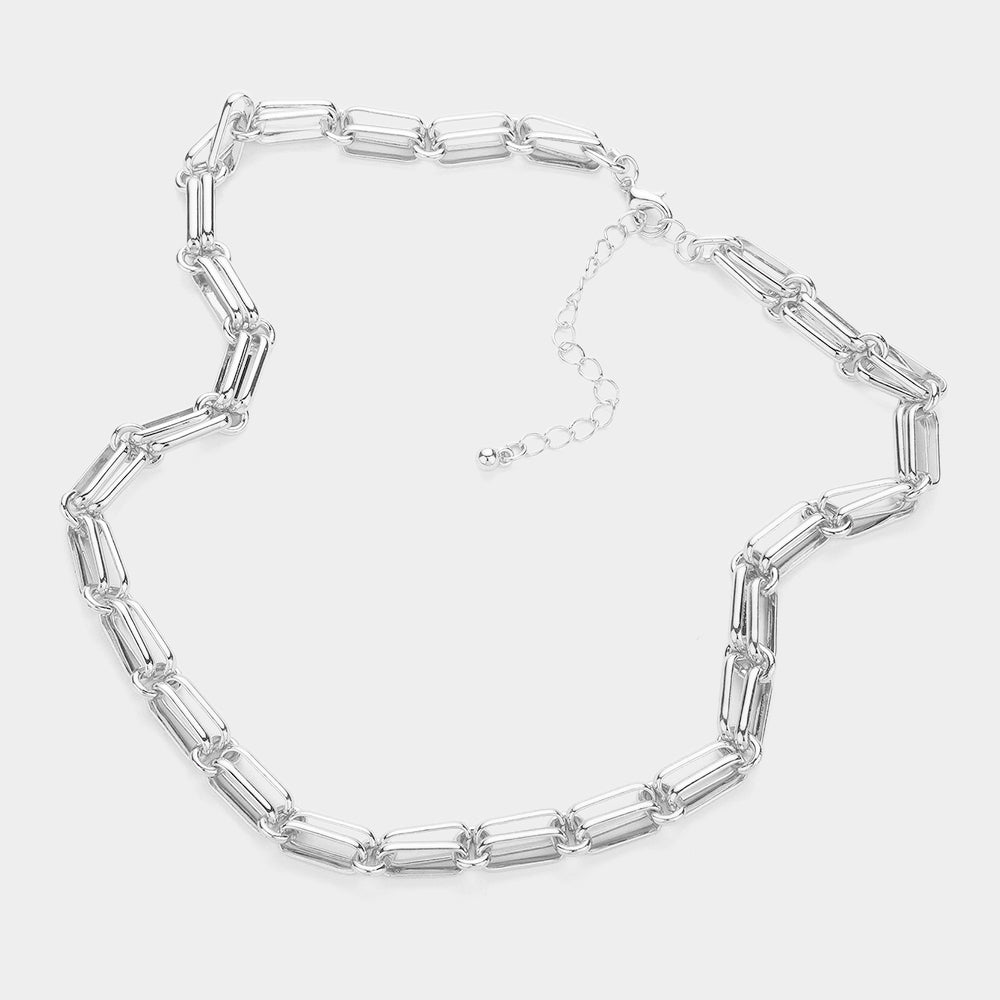 iLLASPARKZ Chunky Metal Paperclip Chain Necklace