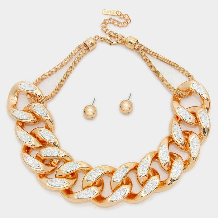 iLLASPARKZ Bold Metal Curb Metal Mesh Chain Necklace
