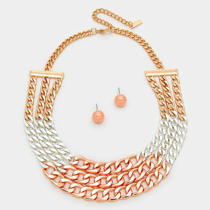 iLLASPARKZ Triple strand metal curb chain necklace