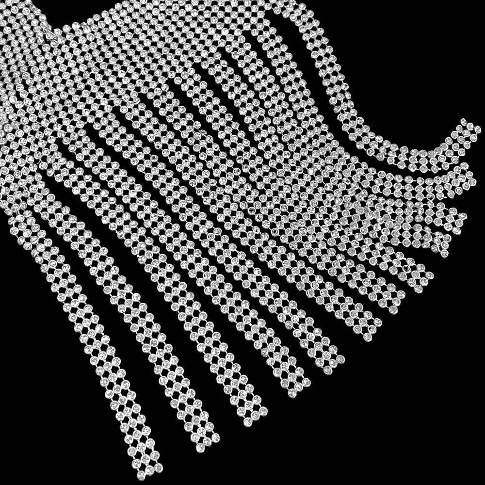 iLLASPARKZ Rhinestone Paved Fringe Body Chain Bra Necklace