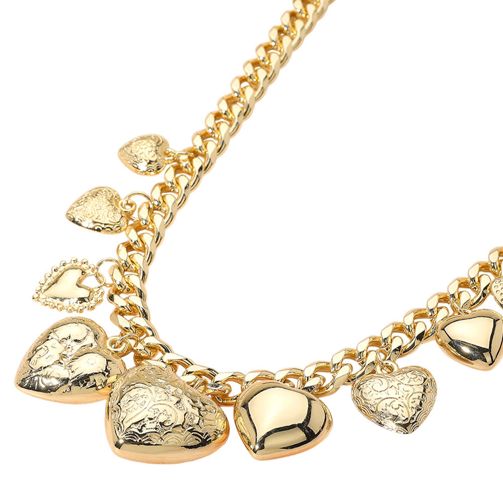 iLLASPARKZ Bold Metal Heart Charm Station Necklace