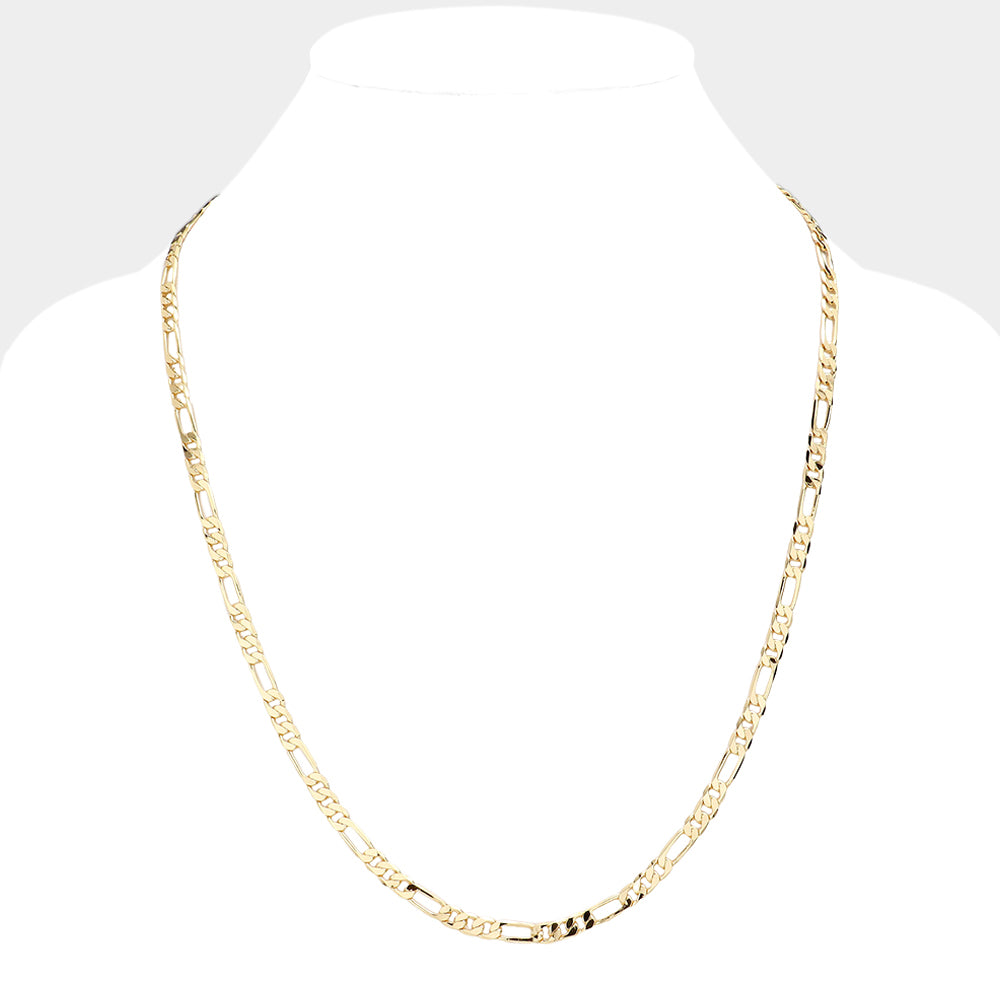 iLLASPARKZ Gold Plated 24 Inch 5mm Figaro Metal Chain Necklace