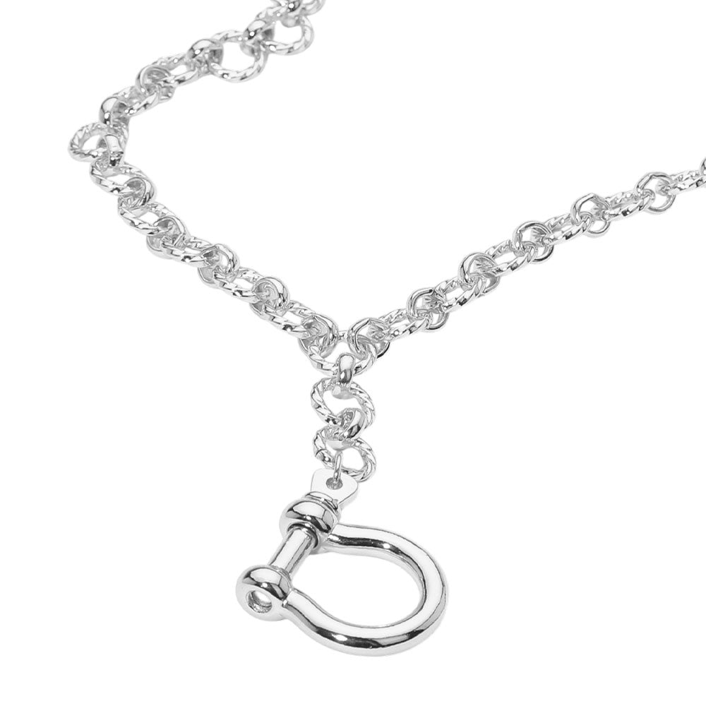 iLLASPARKZ Bold Metal Carabiner Pendant Accent Drop Chain Necklace