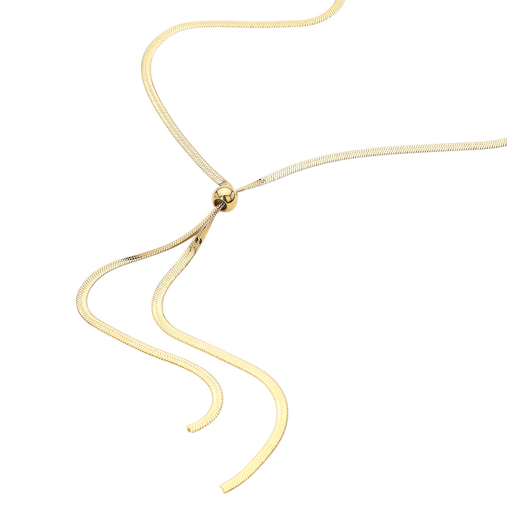 iLLASPARKZ SECRET BOX_Stainless Steel Ball Point T Shaped Herringbone Chain Necklace