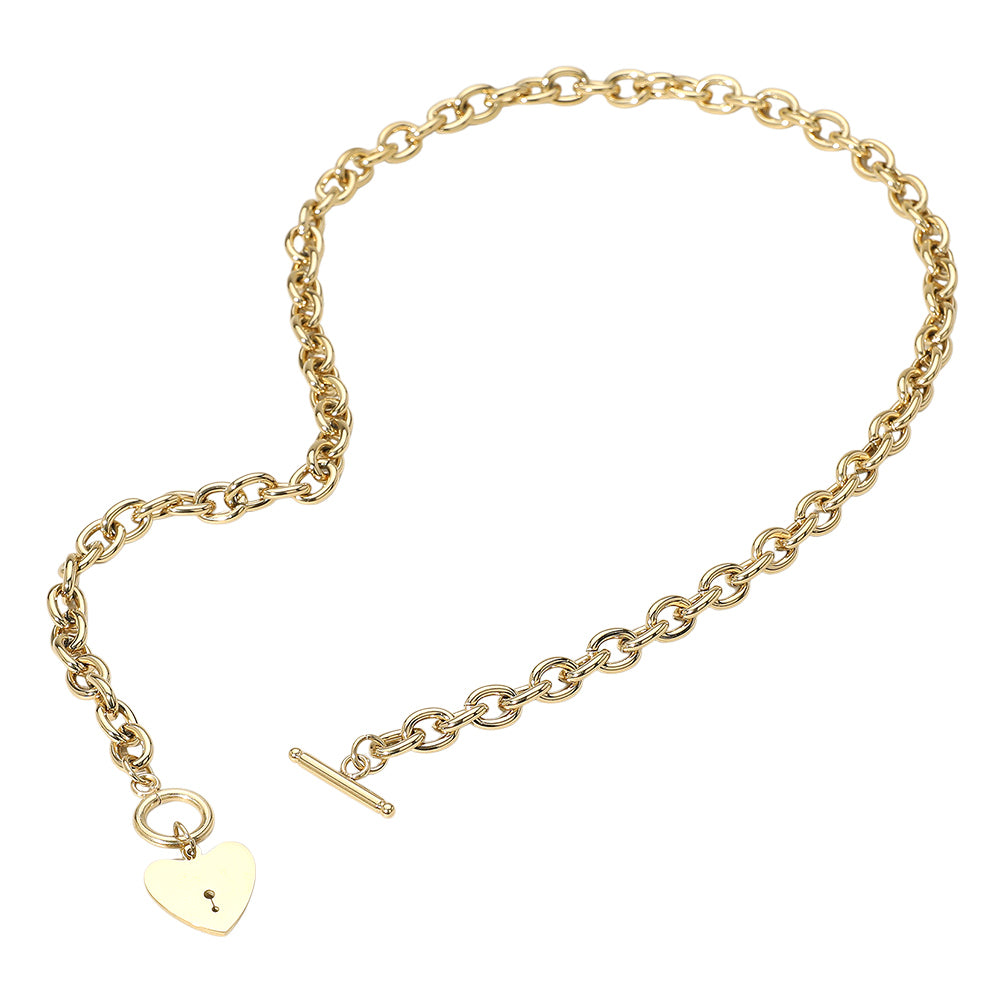 iLLASPARKZ SECRET BOX_Stainless Steel Heart Toggle Chain Necklace
