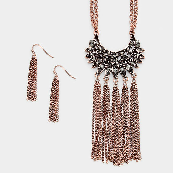 iLLASPARKZ Tribal metal chain tassel fringe drop long necklace