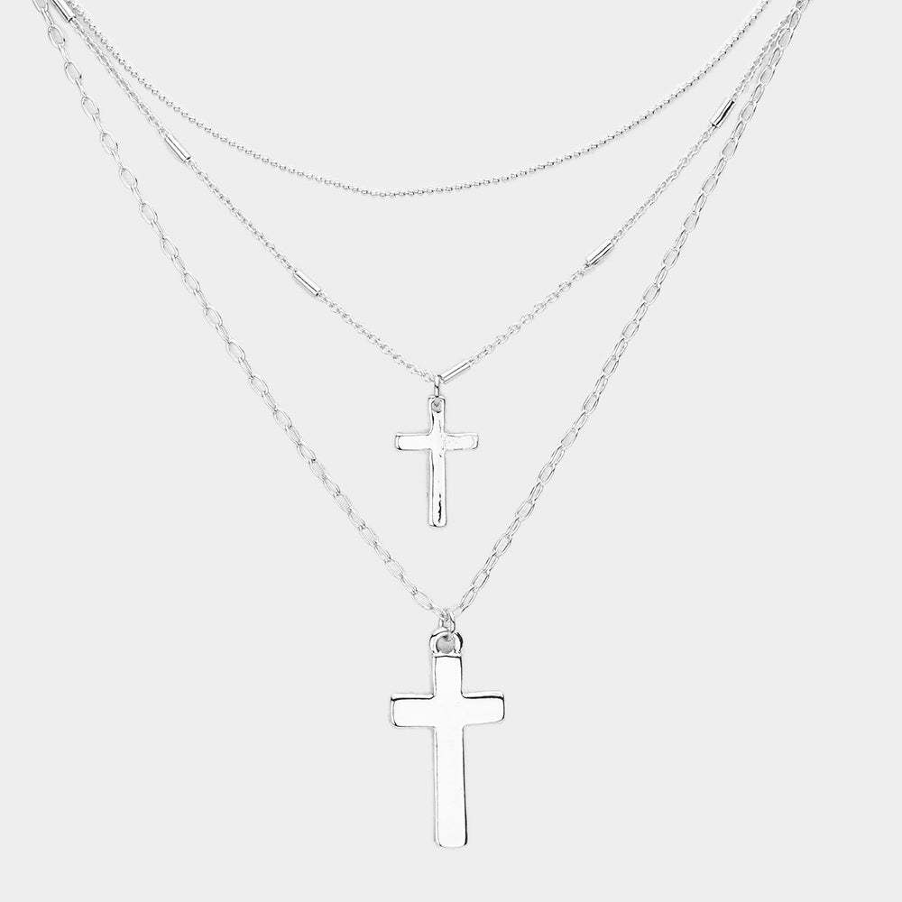 iLLASPARKZ Metal Cross Pendant Layered Necklace