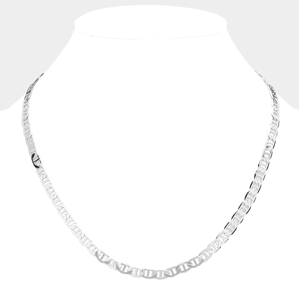 iLLASPARKZ Silver Plated 20 Inch 6mm Mariner Metal Chain Necklace