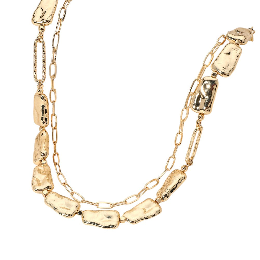 iLLASPARKZ Metal Pebble Link Paperclip Chain Layered Necklace