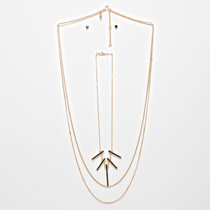 iLLASPARKZ Crystal Bar 3-tier Long Necklace