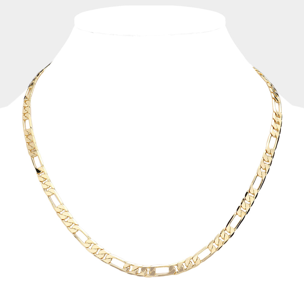iLLASPARKZ Gold Plated 20 Inch 7mm Figaro Metal Chain Necklace