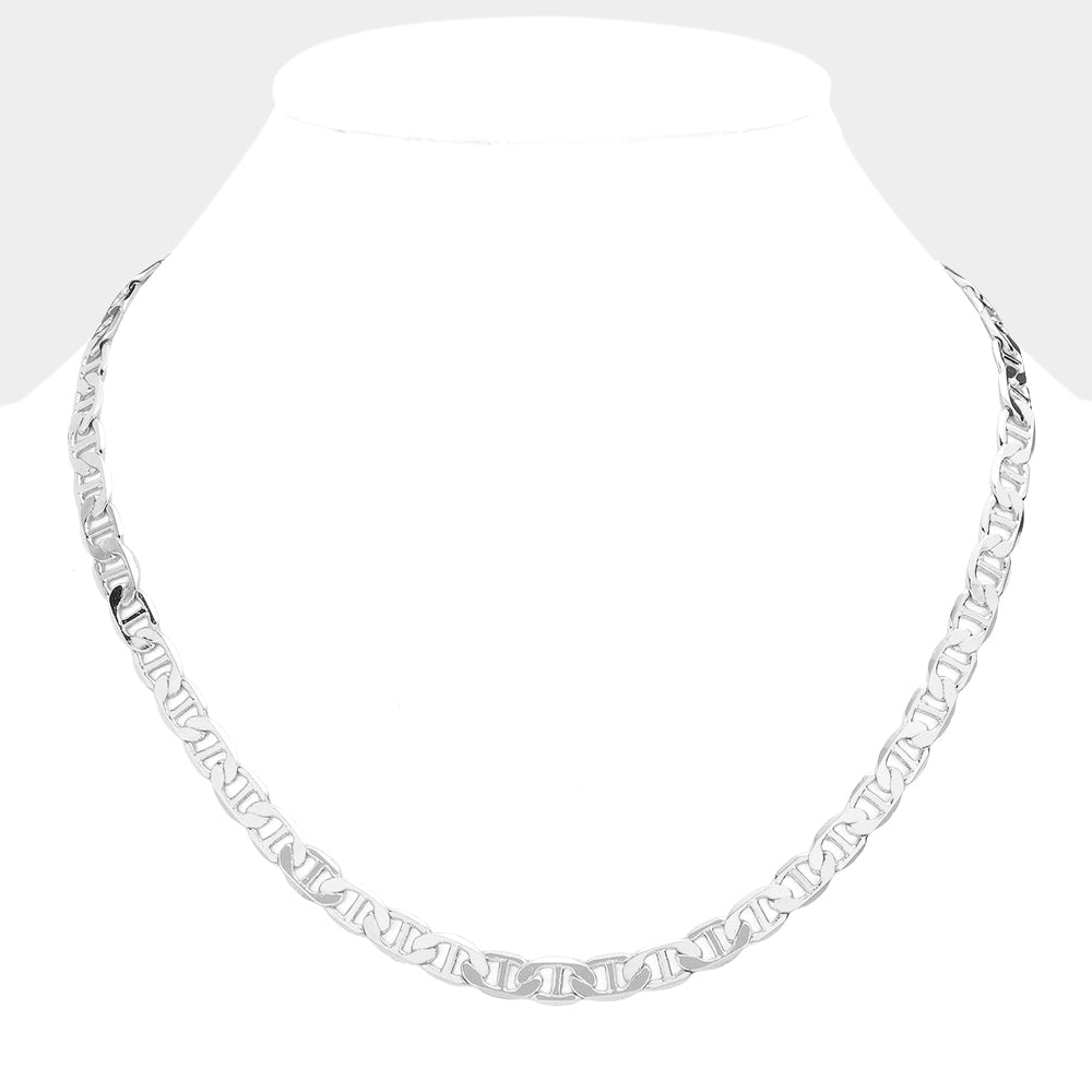 iLLASPARKZ Silver Plated 20 Inch 7mm Mariner Metal Chain Necklace
