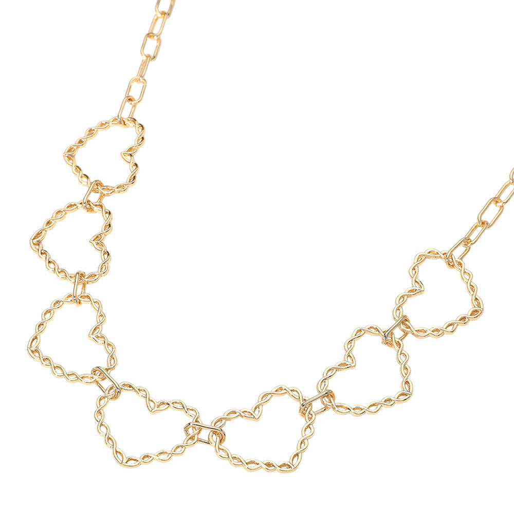iLLASPARKZ Metal Chain Open Heart Link Statement Necklace