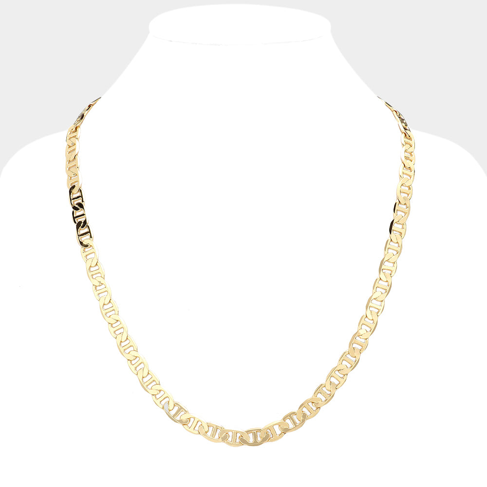iLLASPARKZ Gold Plated 24 Inch 8mm Mariner Metal Chain Necklace