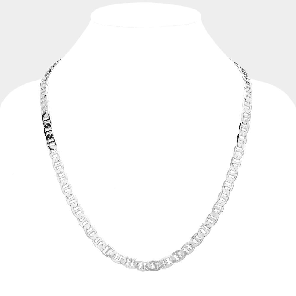 iLLASPARKZ Silver Plated 24 Inch 8mm Mariner Metal Chain Necklace