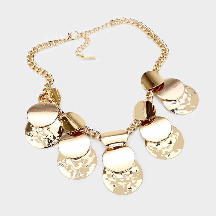 iLLASPARKZ Hammered Geometric Metal Statement Necklace