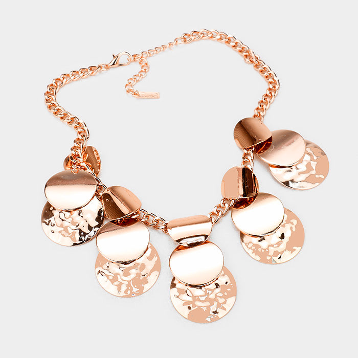 iLLASPARKZ Hammered Geometric Metal Statement Necklace
